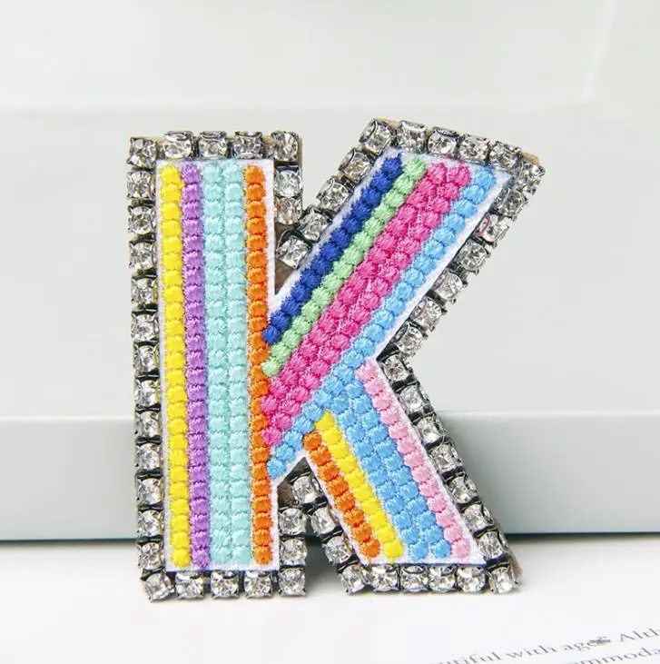 1Pcs New Color Letters Patch Alphabet Brooch Embroidered Beads Applique Diy Name Letters Patches For Clothing Coat, Hat, Bag
