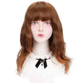 

Free Beauty 20" Synthetic Hair Brown Long Wavy Lolita Wigs With Bangs Cosplay Party Wigs For Women Lolita Wigs Heat Resistant