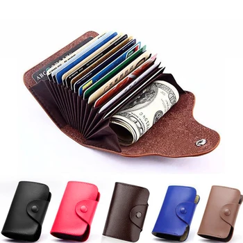 

Unisex Leather Women Men Function Card Holder Case ID Credit Passport Cover Business Cards Wallet Document Bag