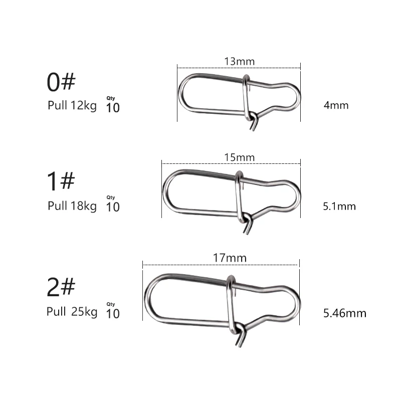 TSURINOYA Fishing Snaps Stainless Steel Hard Lure Connector 100PCS Solid Safety Pin Barrek Hook Lock Clip Accessories fishing accessories fishing line connectors fishing tools fishing tool fishing tackle
