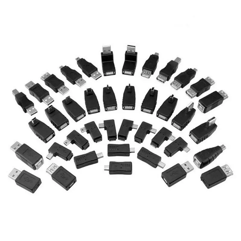 40 шт./компл. портативный смешанный телефон OTG конвертеры Мужской USB 2,0 к женскому/мужскому адаптеру Многофункциональный штекер цифрового соединения адаптер для ноутбука