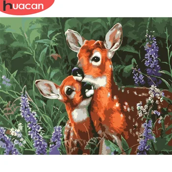 

HUACAN DIY Pictures By Number Deer Kits Home Decor Painting By Numbers Animal Drawing On Canvas HandPainted Art Gift
