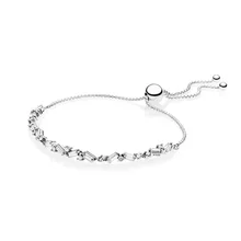 Подлинный 925 пробы серебряный ледяная красота скользящий браслет в европейском стиле Подходит для женщин шарик шарм браслет подарок DIY ювелирные изделия