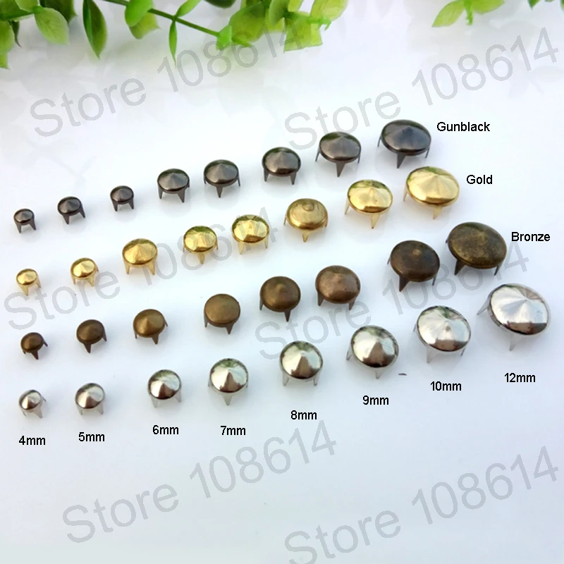 Brass Claw Rivets Belt Bags Garment Leather Craft DIY Punk Studs Round Spikes
