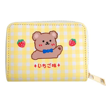 

Cartoon pattern cute style PU leather cash ID card holder RFID block square wallet coin wallet card holder credit card wallet