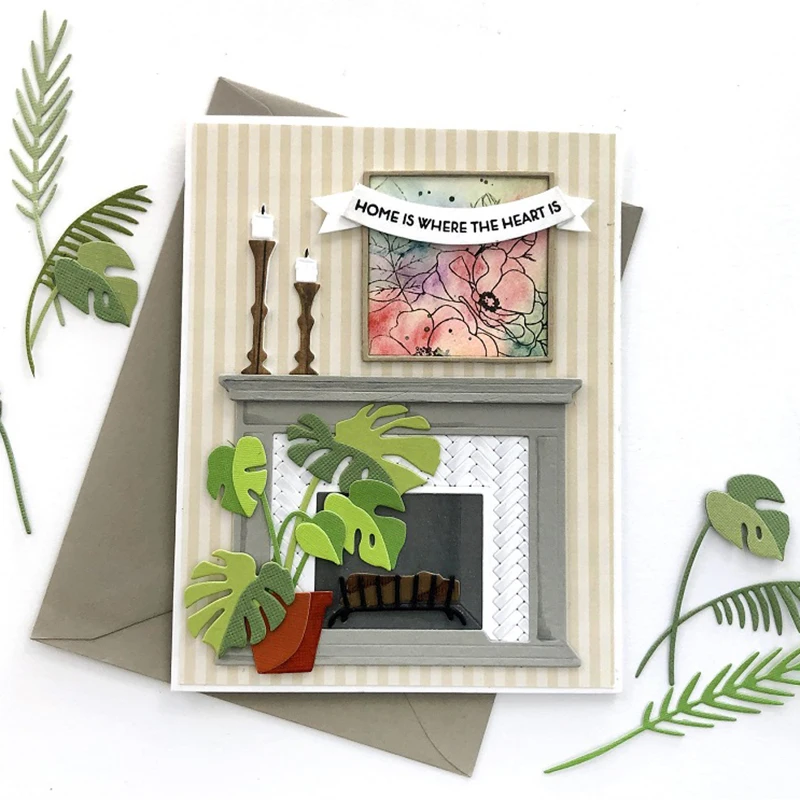 새로운 도착 크리스마스 벽난로 프레임 금속 절단 다이 2021 DIY Scrapbooking 인사말 카드 장식 공예 스텐실 만들기