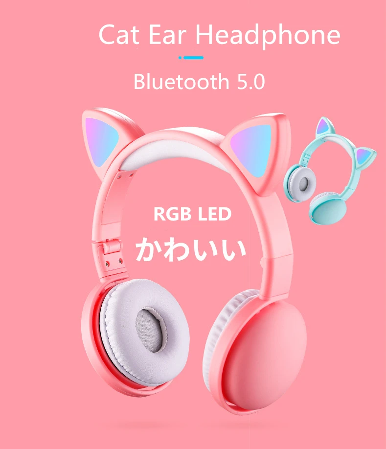 LED Headphones Over Ear Wired Wireless Headsets with Mic Support TF Card Kids gift 3D Stereo Earphones