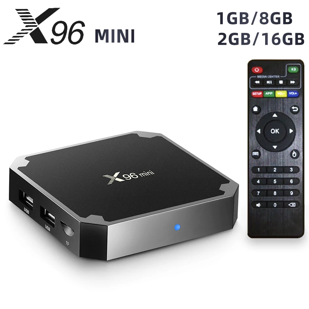 X96 Мини ТВ приставка, Android 7,1. Smart tv Box 2 Гб 16 Гб. Четырехъядерный процессор Amlogic S905W 2,4 ГГц WiFi. Декодер каналов кабельного телевидения 1 Гб 8 Гб опционально