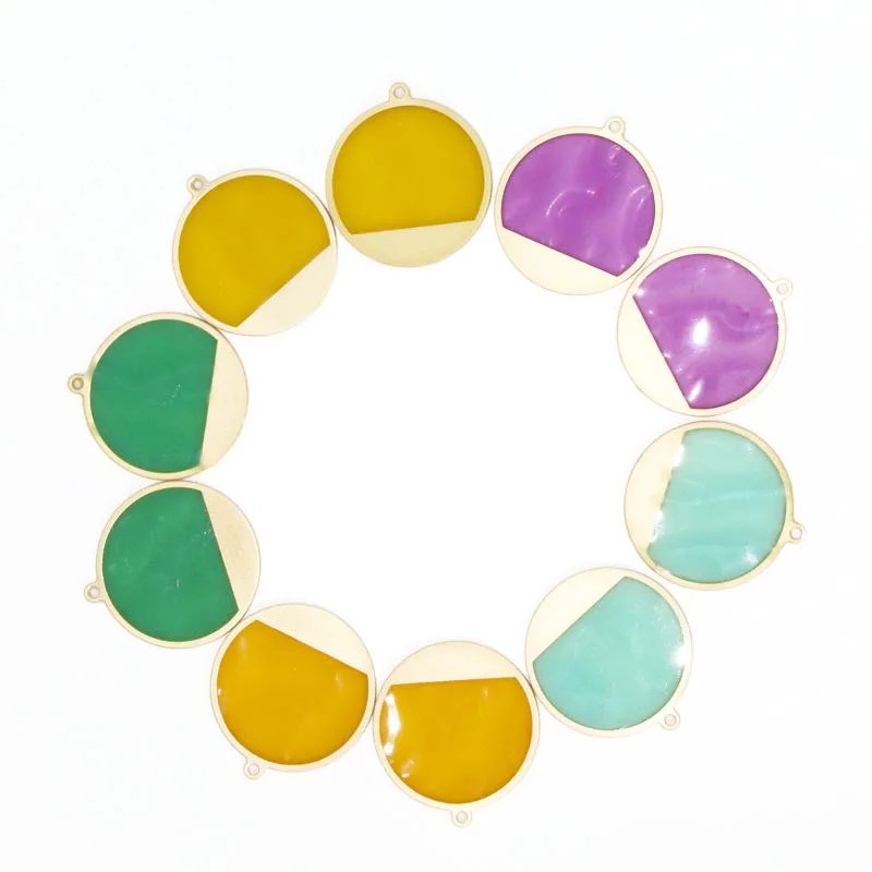 

1Pair Fashion Earrings Pendants Jewelry Accessories Gold Color Metal Round Pendant Earring Colorful Drip Oil Set