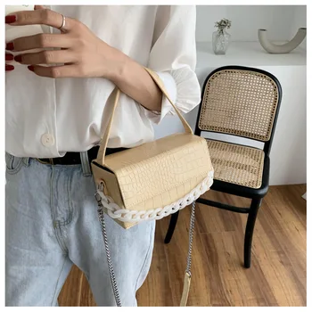 

Brand Original Design 2020 New Fashion Crocodile Pattern Square Bag Chain Square Cosmetic Bag Diagonal Female Bag