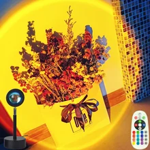 Projecteur de soleil couleur rouge arc en ciel, veilleuse réglable, lampe de bureau, projecteur de soleil, éclairage de décoration murale pour chambre à coucher et café 