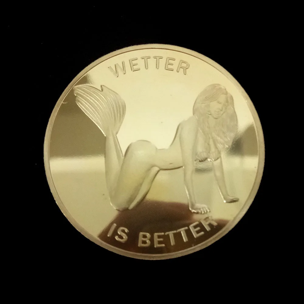 Means Wetter Is Better Gold Badge Muff Divers Union Collection Metal Crafts Gifts Sexy Mermaid Commemorative Coins | Дом и сад