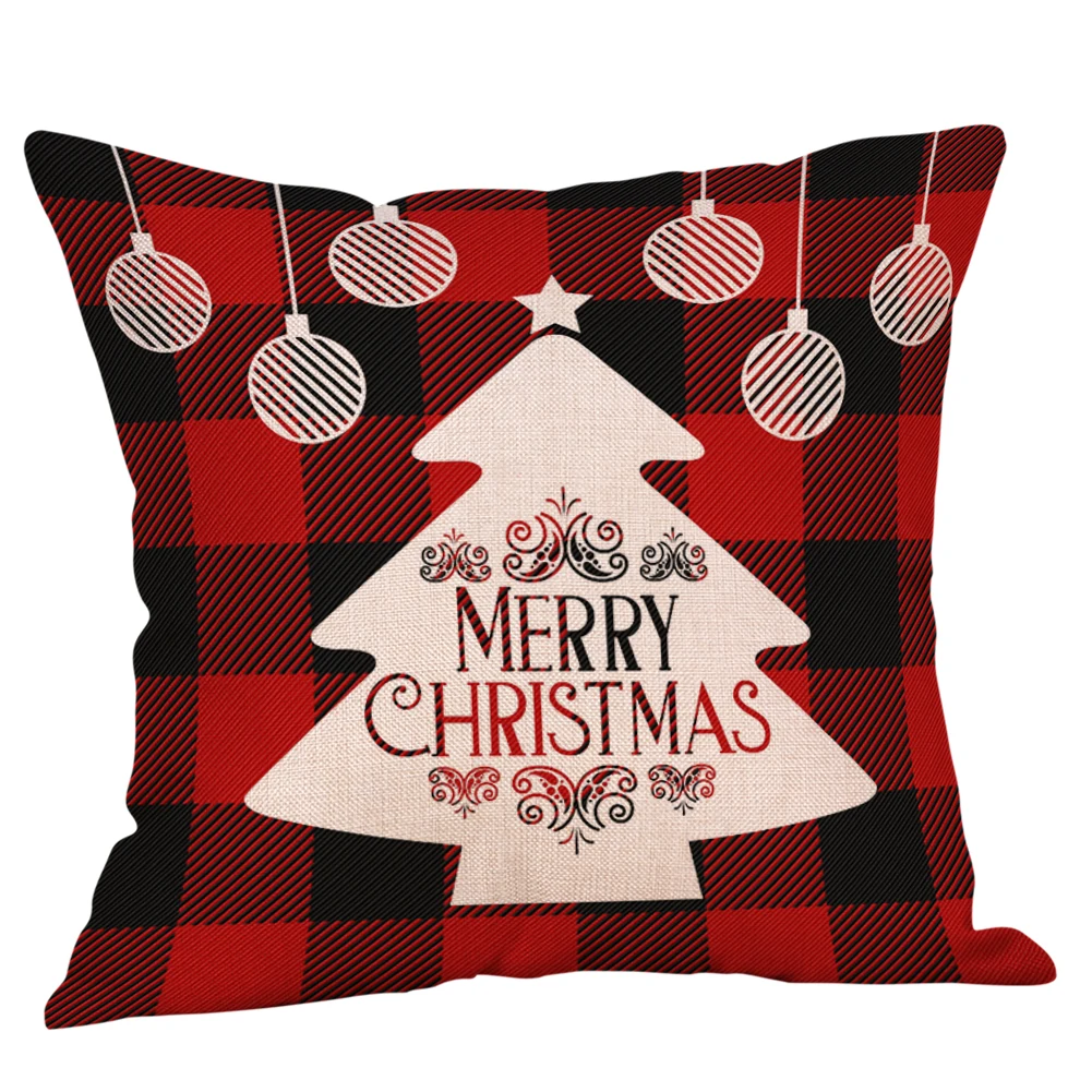 Рождественский Чехол на подушку, Рождественский клетчатый олень буйвола, красный грузовик, декор рождественской елки, льняной Чехол на подушку s, Чехол на подушку 18X18 дюймов