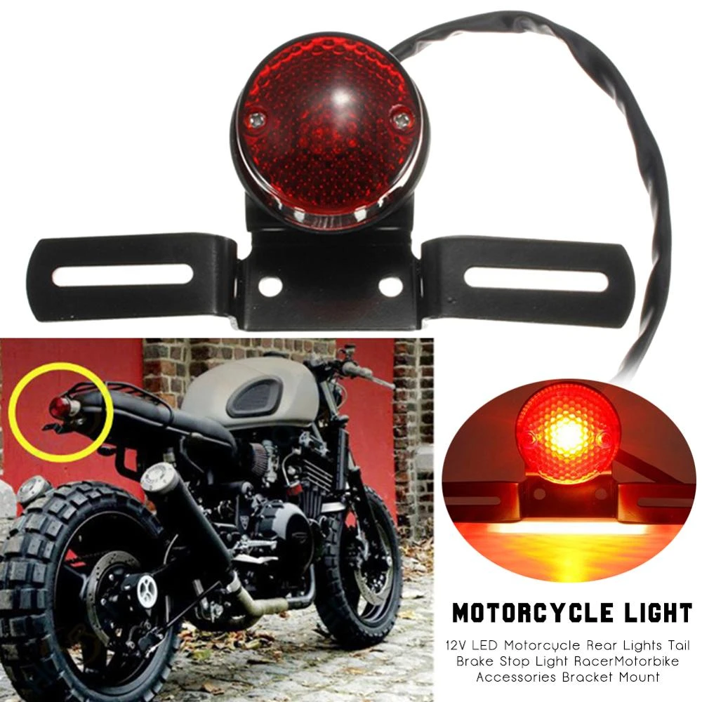 NEW Motorcycle LED Brake Tail Light Rear Stop Lamp For Cafe Racer Chopper Bobber 