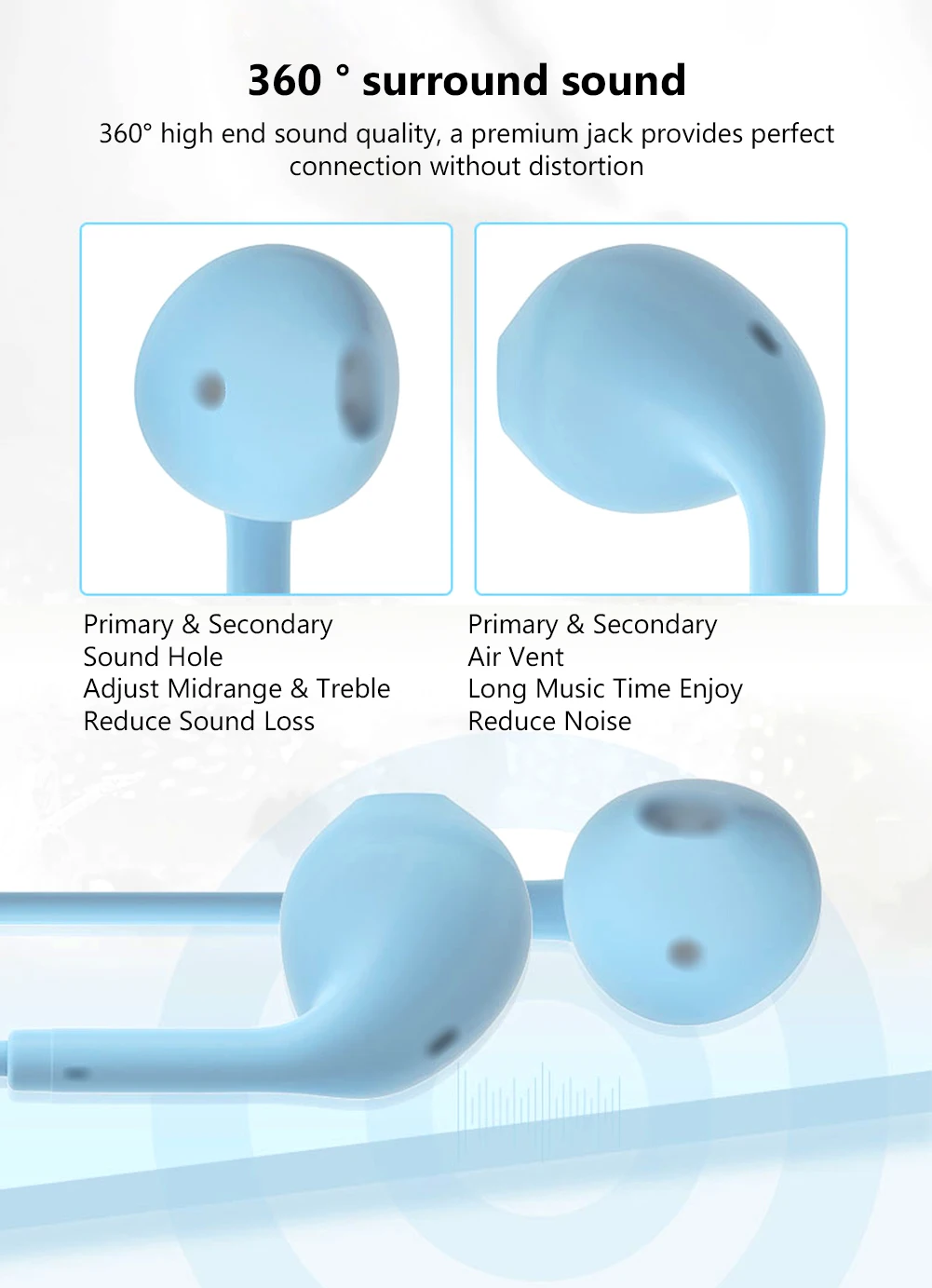Wired Earphones Bass Stereo Headphones Wire Control In Ear Earbuds Gaming Headset With Mic For Iphone Samsung LG Xiaomi And Pc