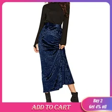 Женские винтажные плиссированные элегантные золотые вельветовые длинные юбки с разрезом и высокой талией Прямая поставка 15 Falda De Moda