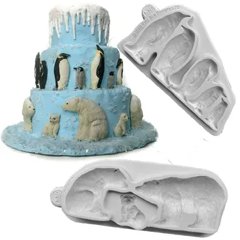 

Penguin & Polar Bear Silicone Mold Fondant Mould Cake Decorating Tools Chocolate Gumpaste Molds, Sugarcraft, Kitchen Gadget