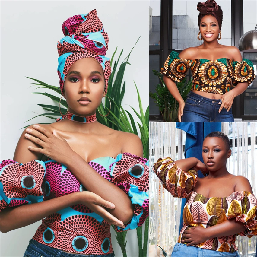 Летний кроп Топ без бретелек Женская африканская одежда 2020 сексуальные платья с