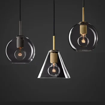 

American clear glass pendant lights Vintage RH Loft dining room kitchen indoor lighting Fixture nordic bar cafe hanging lamps