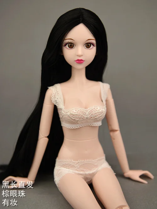 3D реальные глаза Обнаженная 1/4 BJD кукла Синьи/45 см Оригинальная кукла тела с двойным коленом локтевого сустава/для косплея DIY куклы игрушки - Цвет: black hair makeup