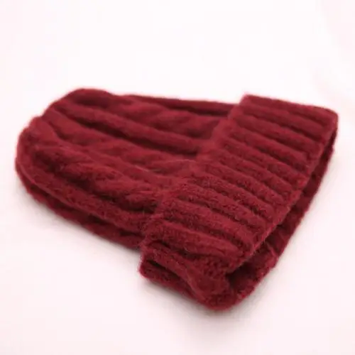 Wine Red Вязаная зимняя шапка женский тюрбан головной убор шапка s Осень зима теплая Женская однотонная вязаная шапка из крученой пряжи шапочка подарок на день рождения - Цвет: Wine Red