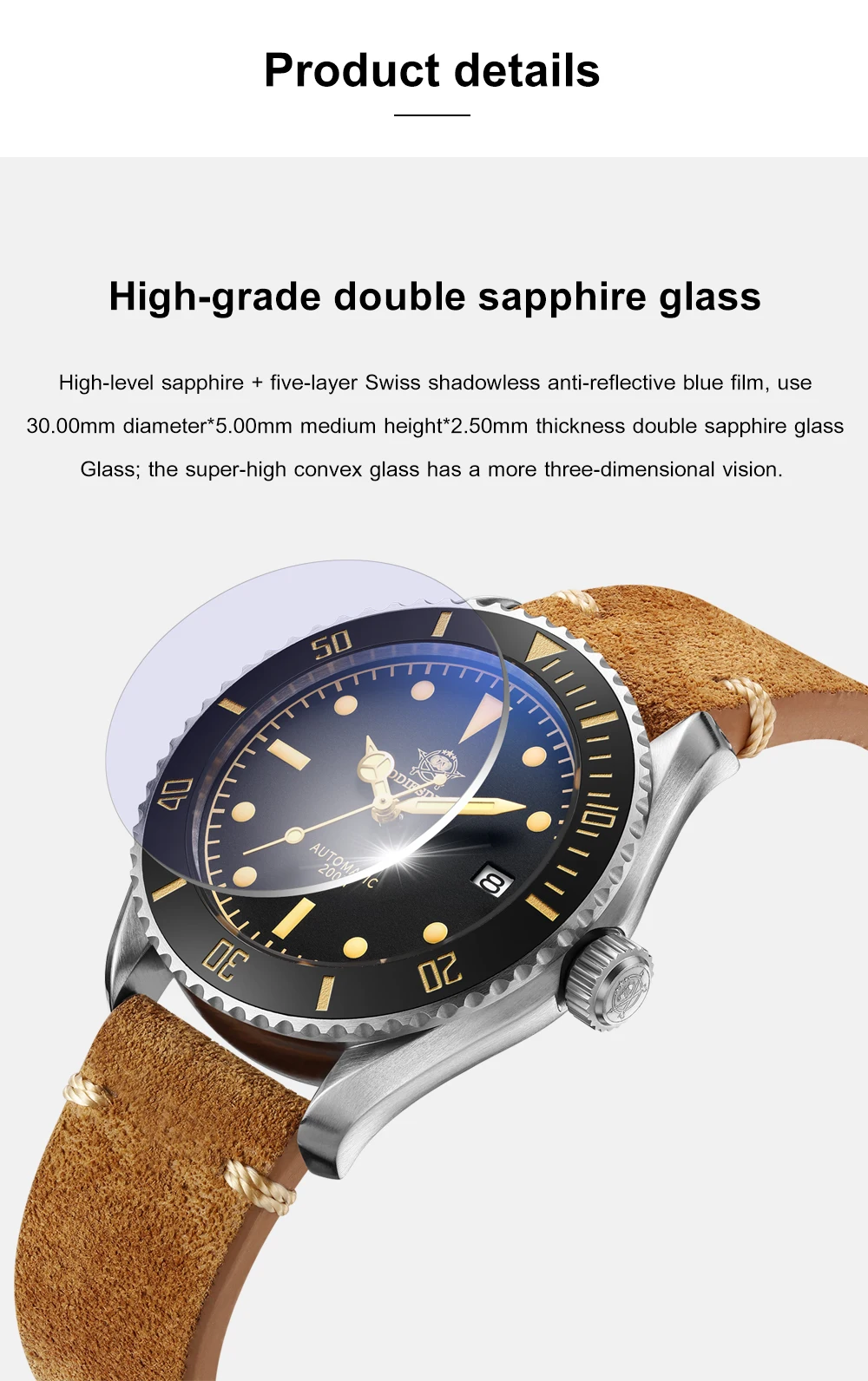 Addies Dive 2101 Men's Automatic Watch NH35 Stainless Steel Wrist Watch Black Matte Dial Super Luminous 200m Diving Watches