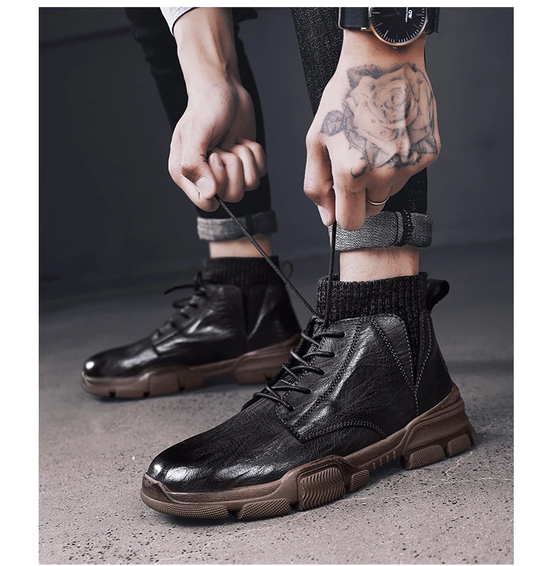 Мужские повседневные ботинки; уличные кроссовки; полуботинки martin; zapatillas hombre; Высококачественная кожаная мужская обувь; chaussure homme