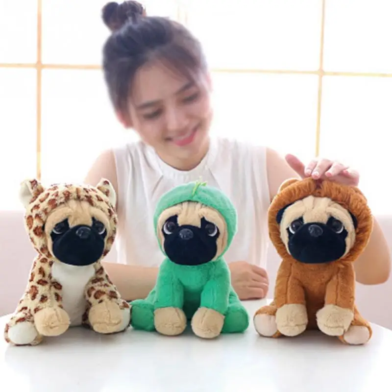 

2019 new creative health plush animal wearing hat dog plush toy simulation Shar Pei dog doll children's toys birthday gift