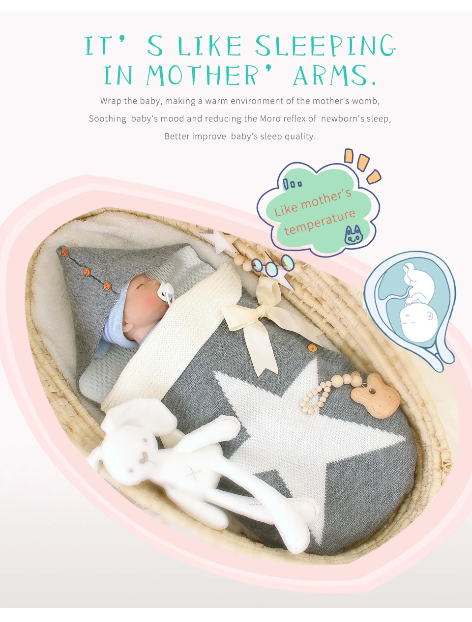 Детский спальный мешок зимний конверт для разгрузки новорожденных коляска спальный мешок Пять звезд вязаный Infantil Bebes конверты От 0 до 6 месяцев
