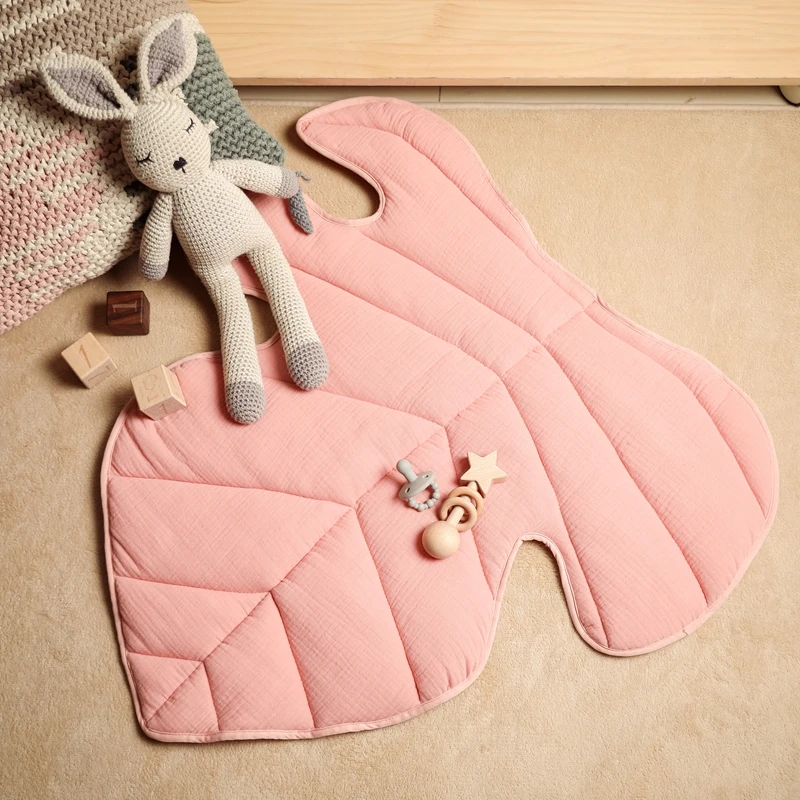 Cotton Baby Play Mat Leaf Shape Carpet Blanket Floor Mat Foldable Children's Room Baby Activity Rug Game Pad Educational Toy hello kitty kuromi home bedroom room carpet cute cartoon bedside blanket sofa coffee table blanket floor mat