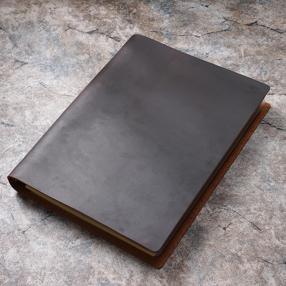 The First Layer Of Cowhide A4 Oversized Notebook Leather Binder Sketch Retro Notepad Diary Book Convenient For Recording | Канцтовары