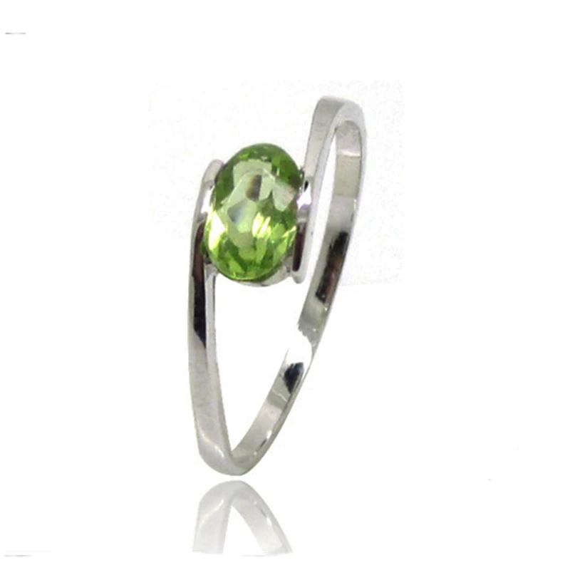 Серебряное кольцо Peridot простого дизайна продвижение твердого серебра 925 пробы