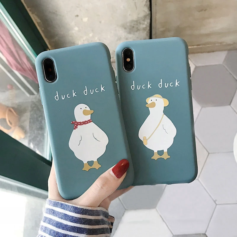 

Cute Phone Case For iPhone 6 6s 7 8 Plus Soft Silicone Cartoon Duck Cases Cover For iPhone X XR XS Max Fundas