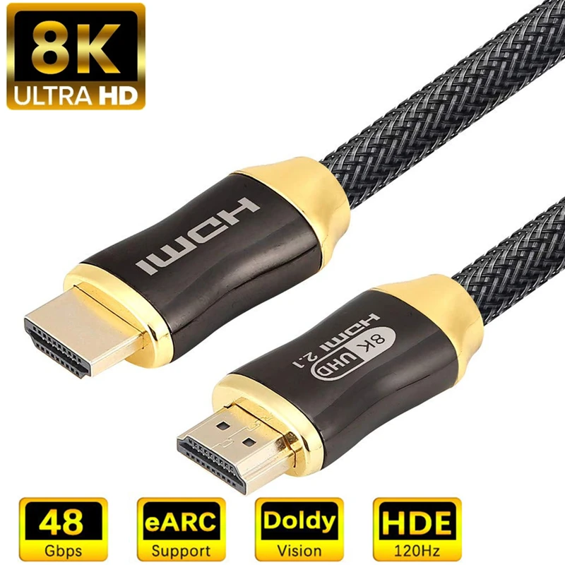 Совместимый кабель HDMI 2 1 8K 60 Гц 4K 120 для Xiaomi Mi Box 48 Гбит/с цифровые кабели HDR eARC PS5 PS4