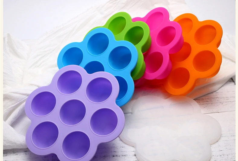 Multifunction Safety Silicone Baby Infant Flower Lattice Food Container Fruit Storage Box Freezer Tray Cup Cake Mold