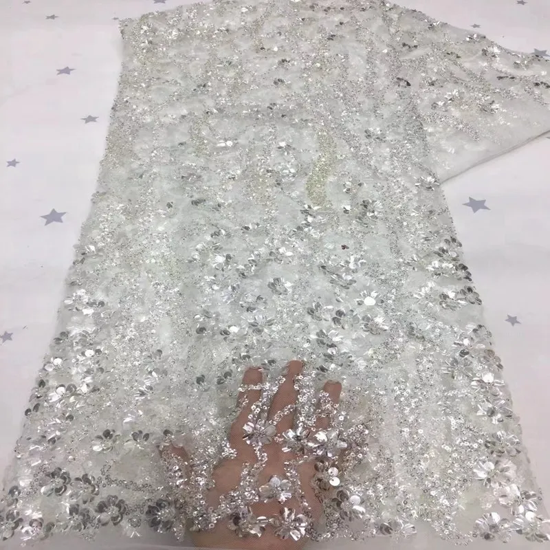 

Элегантная вышитая Тюлевая ткань с бусинами, модная, Лидер продаж, тюль с бусинами, французская сетчатая ткань TS9379