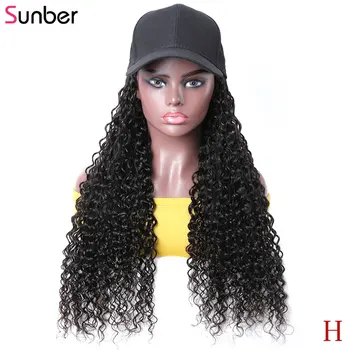 

Sunber Jerry Curly Baseball Wig Easy to install 150% density Remy 20 inches long No Gule Curly Hot Wig Peruvian Wig