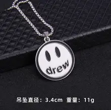  Fashion Hip Hop Rock Men Necklace Stainless Steel Smiley Face Pendant Chain Luxury Couple Exquisite Jewelry Gift 
