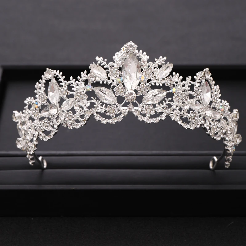 AiliBride Wedding Hair Accessories Tiara  Fashion Crystal Baroque Bridal Crown Gold Diadem for Bridal Wedding Hair Jewelry Gift