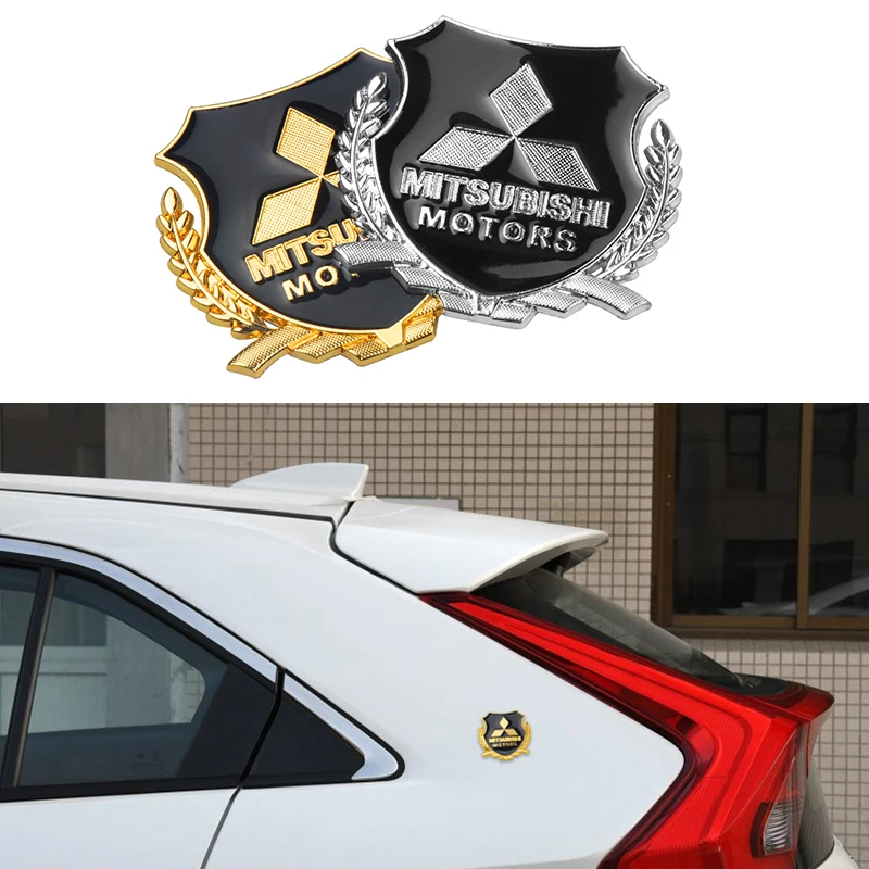 

2Pcs 3D Car Styling Metal Sticker Car Window Badge Decals For Mitsubishi Asx Lancer Pajero Outlander L200 Delica Eclipse Galant