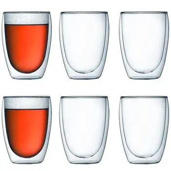 

Double Wall Clear Insulated Glasses,Insulated Thermal Mugs for Tea, Coffee, Latte, Cappucino, Cafe, Milk
