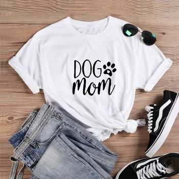 

ONSEME Dog Mom Funny Tshirt Women Cotton Queen Loose Tumblr T Shirt Women Top Short Sleeve O-neck Cotton Tee Shirt Femme Q-635