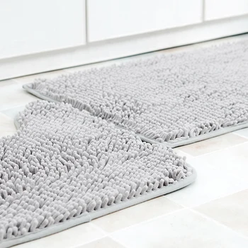 

3Pcs/set Microfiber Anti-slip Toilet Carpet Chenille Plush Bathroom Floor Mat Dining Room Living Room Carpet Machine Washable