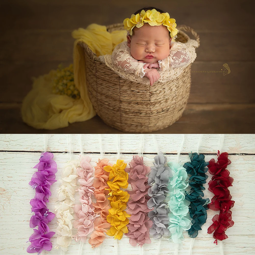 Baby Girl Handmade Lace Village Headbands Bows Flowers Elastic Infant Hair Accessories for Newborn Photography Props Headwear