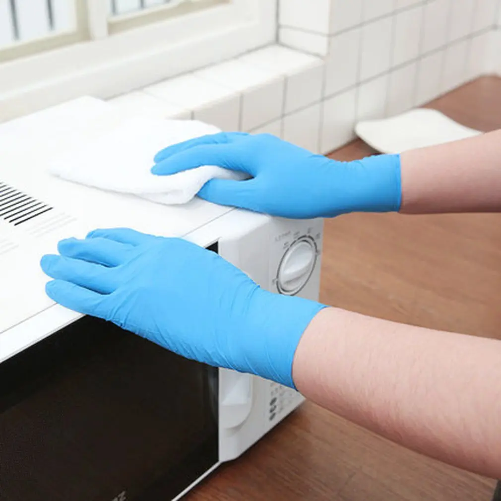 

Fast Ship Wear-Resistant Durable Nitrile Disposable Gloves Rubber Latex Food Medical Household Cleaning Gloves Anti-Static Blue