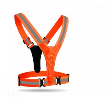 

High Visibility LED Safety Vest / Elastic Strap Silver Reflective Safety Belts / Snap Buckle Waistband