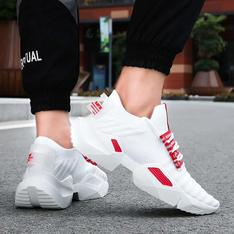 Men Sneakers Low-Top Breathable Chunky Large Size Sports Platform Slip-On Summer Anti-Slippery