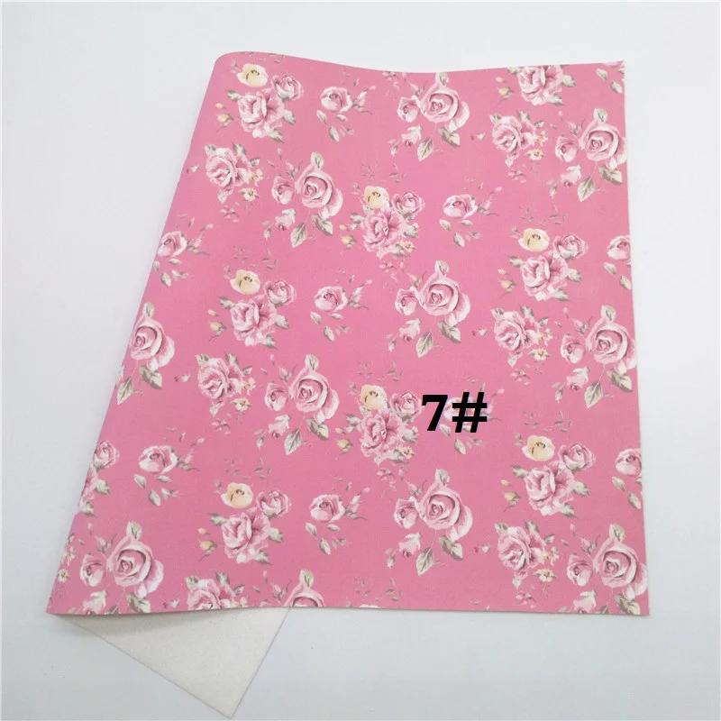 7 Glitterwishcome 21X29 см A4 размер с цветочным принтом искусственная кожа ткань, синтетическая кожа ткань листы винил для бантов, GM466A - Цвет: 7
