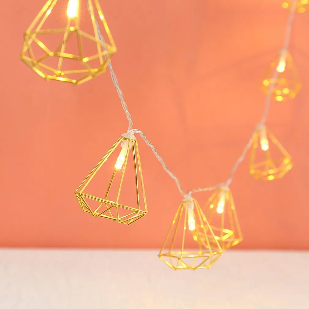 10Led кованого железа металла простой промышленный ветер многоугольник украшения медной проволоки светодиодный светильник геометрический шестиугольник