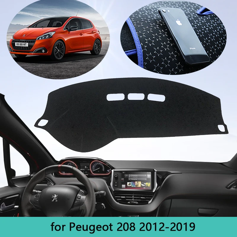 Защитный чехол для приборной панели автомобиля Peugeot 208 2012 ~ 2019|Наклейки на